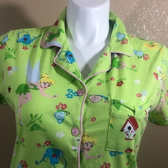 Disney Tinker bell green yellow short sleeve top - Picture 2 of 5